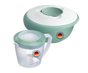 Westmark Batidora (2,5 L) y jarra mezcladora "Helena" (1,4 L) - Batidora con borde salpicado - Taza con pico y escala medidora - Verde menta/blanco