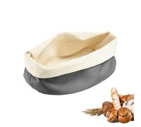 Westmark Bolsa de pan ovalada, Cesta de pan de tela para pan, bollos, bollería y fruta, Panera moderna de algodón, Antracita/Beige, 25 x 18 cm