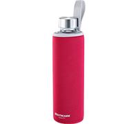 Westmark Botella para beber, De vidrio con impresión, Incl. cubierta protectora, 550 ml, Vidrio/silicona/caucho, Sin BPA, Viva, Rojo/plata/transparente, 5272226R