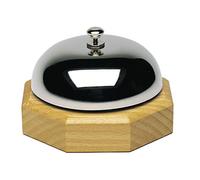 Westmark Campana de mesa/campana de recepción, ø 9,1 cm, Sonido claro, Madera/acero (cromado de alto brillo), Plateado/marrón claro, 63202230