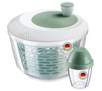 Westmark Centrifugador de ensalada Spinderella de 4,4 l y vaso agitador de 0,25 l, centrifugado antideslizante con pomo giratorio y vertedor, con tapa de rosca y disco mezclador, color verde menta