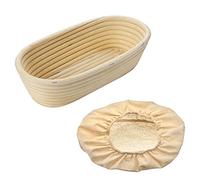 Westmark cesta de fermentación, cesta de fermentación ovalada + tapas, mimbre/algodón, beige claro/beige, 3204227B