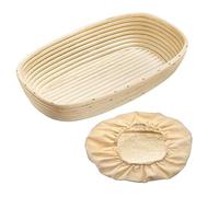 Westmark cesta de fermentación, cesta de fermentación ovalada + tapas, mimbre/algodón, beige claro/beige, 3234227B