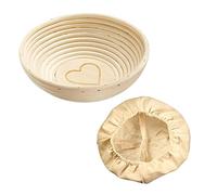 Westmark cesta de fermentación, cesta de fermentación redonda + tapas, con corazón, mimbre/algodón, beige claro/beige, 3236227B