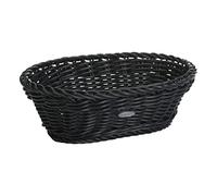 Westmark Cesta multiusos Saleen - oval, 25 x 17 x 8,5 cm, para hostelería | Para pan, fruta o frutos secos, trenzada a mano, sin BPA, apta para lavavajillas, hasta 70 °C, negro, 02010219101