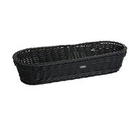Westmark Cesta para baguette Saleen - oval, plana, 40 x 16 x 8 cm | Para baguettes y pan en hostelería, trenzada a mano, sin BPA, apta para lavavajillas, hasta 70 °C, negro, 02051719101
