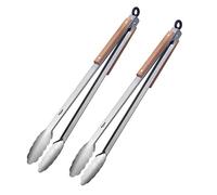 Westmark Classic Wood Maxi 162922E3 - Juego de 2 pinzas para barbacoa, con asas de acero inoxidable y elementos de madera en las asas, longitud: 44 cm, acero inoxidable/madera, Classic Wood Maxi,