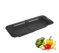 Westmark Colador para fregadero, Colador extensible para escurrir frutas, verduras y platos, Práctica bandeja de goteo, Negro, 36-49 cm