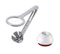 Westmark Columbus 106022E6 - Juego de 2 piezas para huevos (1 separador de huevos y 1 huevera, aluminio, acero inoxidable y plástico), color gris, blanco y negro