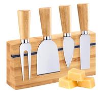 Westmark 70982260 Conjunto de Cuchillos, Juego de 5 Piezas con Soporte Presentación Elegante de Diferentes Tipos de Queso, Acero Inoxidable, Bambú