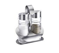 Westmark Conjunto de salero y pimentero, 3 piezas, Capacidad: 40 ml cada uno, Acero inoxidable/vidrio, Wien, Plata/transparente, 65022260