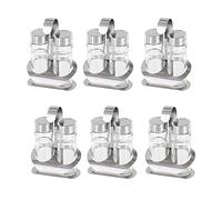 Westmark Conjunto de salero y pimentero, 6 conjuntos, 3 piezas, Capacidad: 40 ml cada uno, Acero inoxidable/vidrio, Wien, Plata/transparente, 650222E2