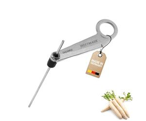 Westmark Cortadora de rábanos/en espirales con varilla de centrado larga, Longitud: 24 cm, Cuchilla de acero inoxidable / aluminio, Plateado / gris, 51302260