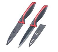 Westmark Cuchillo Multiusos/de Verduras, 2 Piezas, Longitud de Hoja 12 cm Cada una, con Protector de Hoja, Acero Inoxidable/plástico, Antracita/Rojo, 145322E3