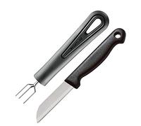 Westmark Cuchillo + tenedor de patatas hervidas con 3 puntas, Set de 2 piezas, Acero inoxidable / plástico, Gentle/Techno, Plateado / negro, 28152280