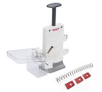 Westmark Doble Descorazonador de cerezas y ciruelas, Rápido: 2 cerezas a la vez, Set que incluye piezas de repuesto, 4 piezas, Plástico/acero inoxidable/aluminio, Steinomat, Blanco/Plata, 406022E6