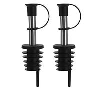 Westmark Dosificador de licor/vinagre Inox Eco-Pour - set de 2, con tapa | Corcho de plástico para bocas de 21-22,5 mm, botellas 0,7-1 l, tubo de aire, acero inox, negro/cromado, 45372280