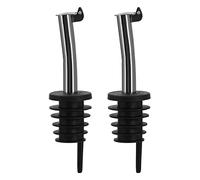Westmark Dosificador para licores Inox Eco-Pour - set de 2, tapa abatible | Para bocas de 21-22,5 mm, también para vinagre, flujo lento, apto para lavavajillas, negro/cromado, 45572280