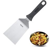 Westmark Espátula profesional para grill, Angulada, Rígida, Cerrada, Tamaño de la hoja: 9 x 11,5 cm, Longitud: 29 cm, Acero inoxidable / plástico, Master Line, Negro/plateado, 1344220
