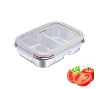 Westmark Fiambrera de Acero Inoxidable, Fiambrera a Prueba de Fugas, Apta para Microondas y Horno, Sin BPA, Caja Bento para Escuela, Trabajo y Guardería, Plata, Dividida 450 + 280 ml