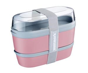 Westmark Fiambrera Maxi - Práctica caja con sistema de compartimentos estilo bento 760 ml, 830 ml y 425 ml para comida preparada, escuela y oficina, fabricada en Alemania, color rosa
