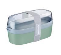 Westmark Fiambrera mini - Práctica caja con sistema de compartimentos estilo bento 760 ml y 830 ml para comida preparada, escuela y oficina, apta para microondas, fabricada en Alemania, color verde