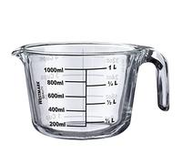 Westmark Jarra medidora, volumen de llenado: 1 L, apto para horno, microondas, congelador, vidrio de borosilicato, transparente/negro, 30632260