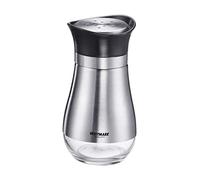 Westmark Juego de 2 tarros de especias con ventana inferior y orificio universal en la tapa, capacidad de 125 ml, cristal, plástico y acero inoxidable, Lisboa, transparente, negro y plateado, 6322260