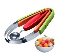 Westmark Juego de 3 piezas para cortar fruta, Práctico cortador y cuchara vaciadora para aguacate, melón, kiwi u otras frutas y verduras, Acero Inoxidable