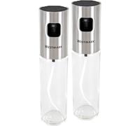Westmark Juego de Dispensadores de Aceite y Vinagre, Con cabezal de pulverización de bomba, Vlumen de llenado: 100 ml cada uno, Altura: 18 cm, acero inoxidable / vidrio, Color: plateado / transparente, 24362260