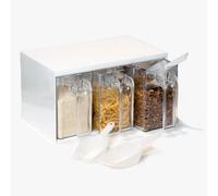 Westmark Juego de jarras, 1 caja de jarras incl. tres jarras + 3 cucharas, Volumen de las jarras: 1 l cada una, Volumen de las cucharas: 55 ml cada una, Plástico, Transparente/blanco, 73052260