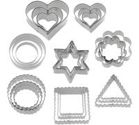 Westmark Juego de moldes para galletas de terraza, 24 piezas, 8 diseños diferentes, tamaños: 4,5,6 cm de diámetro, acero inoxidable, plateado, 352022E6