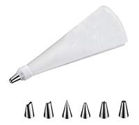 Westmark Manga pastelera, Con adaptador y 6 boquillas, 8 piezas, Longitud: aprox. 27 cm, Algodón recubierto/acero inoxidable, Steel, Blanco/plateado, 31002260