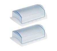 Westmark Mantequilleras de mesa - set de 2, para 250 g, con escala de peso | Bandeja elevada para cortar porciones, asas laterales, Made in Germany, sin BPA, blanco/translúcido, 211622E3