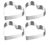 Westmark Marco de tartaleta 4 uds. - Formas Perfectas Para Tartas Y Quiches - Resultados De Horneado Uniformes Gracias A La Perforación - Plata, Forma De Corazón, Ø 8 Cm