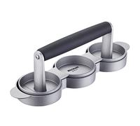 Westmark Mini hamburguesa 62232260 con forma de 3 minipatties (diámetro de 6,5 cm aprox.) al mismo tiempo, aluminio/plástico, trío, plata/negro