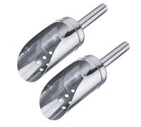 Westmark Pala para hielo, 2 piezas - Pala redonda de acero inoxidable, ideal para hielo picado y cubitos de hielo, con orificios para escurrir fácilmente - Plata, 120 ml