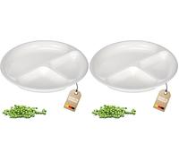 Westmark Plato de menú para microondas, 3 áreas separadas, ø 25 cm, Plástico, Color: blanco, 22402270 (Paquete de 2)