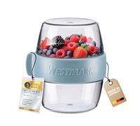 Westmark pocket box Mini, práctico recipiente para preparar comidas para llevar, ideal para yogures, frutas, verduras, aperitivos, 400 ml (2 x 200 ml), sin BPA, azul