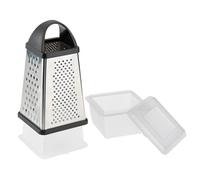 Westmark Rallador cuadrado con recipiente de recogida, 4 superficies de corte/rallado, altura: 25 cm, acero inoxidable/plástico, plateado/negro, 11882260