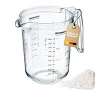 Westmark Recipiente de medición con escalas multilingües y diferentes unidades de medida, Capacidad: 1 litro, Plástico, Gerda, Transparente, 30682270