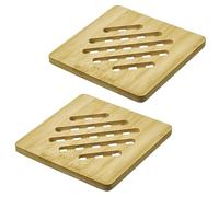 Westmark Salvamanteles Tapas + Friends - Posavasos Cuadrados para Proteger la Mesa de arañazos y Quemaduras, Ideal para la Mesa de Comedor - bambú, 17 x 17 cm, 2 Piezas