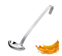 Westmark Sauce Spoon Pro, Práctico cucharón para salsa de acero inoxidable, Cucharón para sopa con vertedor y gancho para colgar, Cuchara para servir, Plata, 27 cm
