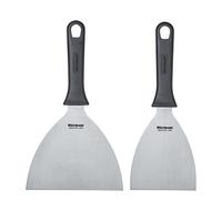 Westmark Set 2 unidades: 2 rasquetas/espátulas profesionales para parrilla (rectas, rígidas, cerradas) en 2 tamaños, Acero inoxidable/plástico, Master Line, Negro/Plateado, 133122E6