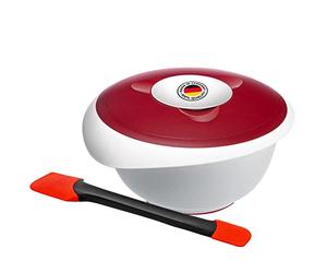 Westmark set de cocina y horneado, 2 piezas, vaso con tapa 3,5 l y rascador de masa con elementos de silicona extraíbles, plástico/silicona, Duo, Blanco/Rojo/Negro, 315522E6