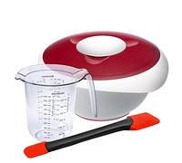 Westmark Set de cocina y horneado, 3 unidades, Vaso para batir con tapa 2, 5 l, Jarra medidora de 1 l y rascador de masa , Plástico/silicona, Duo, Blanco/Rojo/Negro, 315322E6
