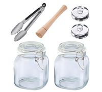 Westmark Set de fermentación, 6 piezas. - Práctico set con 2 recipientes de alambre, 2 pesas de fermentación, prensador de fermentación y pinzas - 666022E6