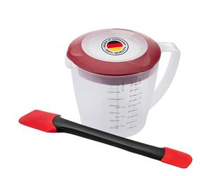 Westmark Set de horneado 2 piezas, Vaso para batir con tapa, "Helena", 1, 4 l y rascador de masa "Duo", Plástico/silicona, Helena, Duo, Transparente/Rojo/Negro, 310522E6