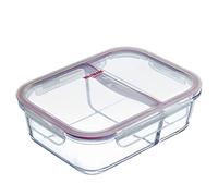 Westmark Tarro de cristal, capacidad de llenado: 570 ml, con 2 compartimentos separados, apto para microondas y horno, cristal, silicona/plástico, transparente/rojo, 234722E1