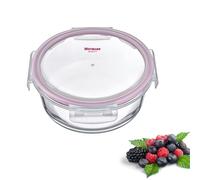 Westmark Tarro de cristal redondo, volumen de llenado: 950 ml, apto para microondas y horno, cristal, silicona/plástico, transparente/rojo, 233422E1